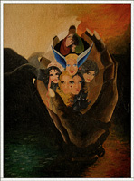 Femmes - Huile sur toile - Hommage  Dali - 1975